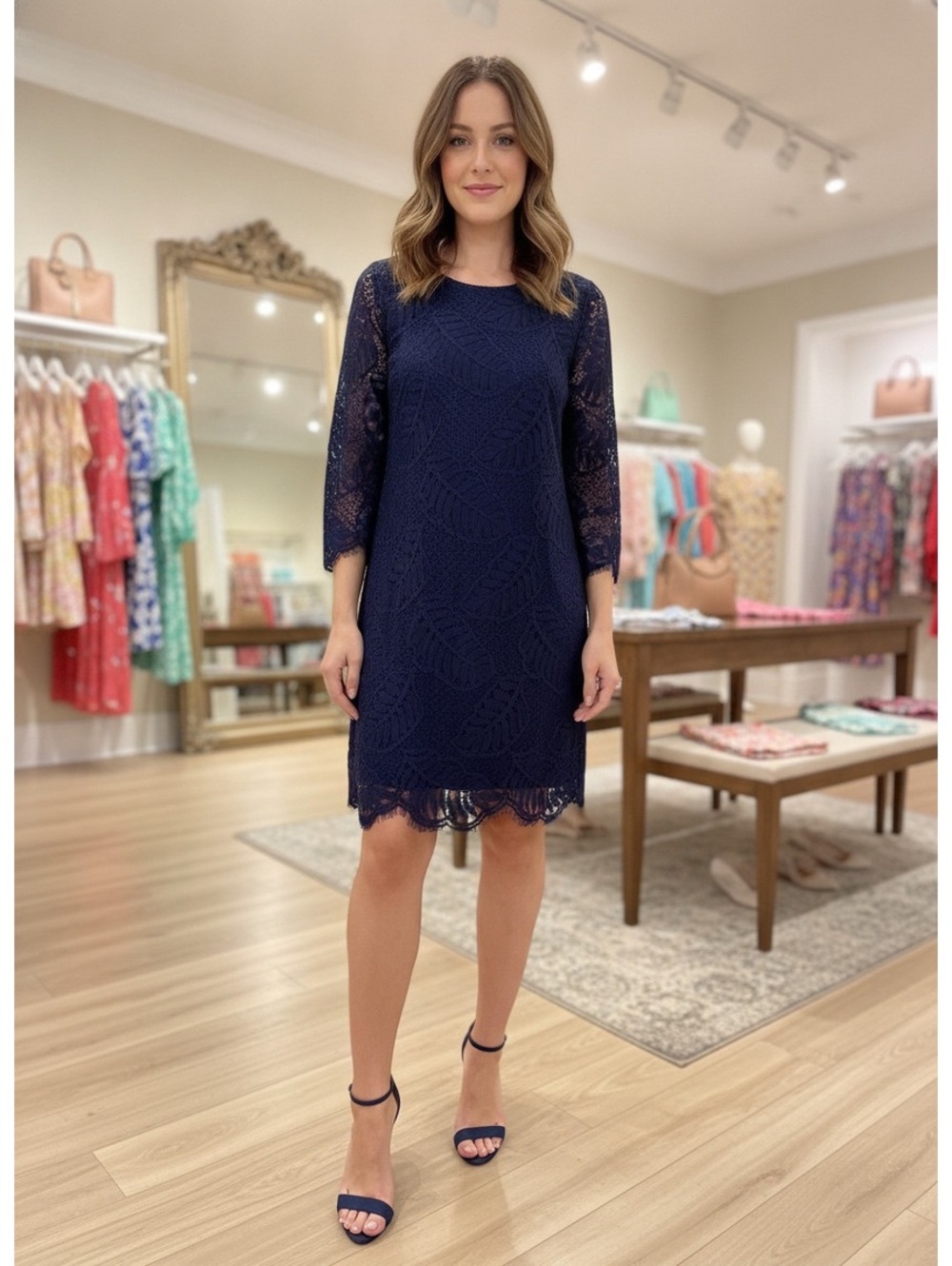 Lilly Pulitzer Navy Lace Shift Dress 14